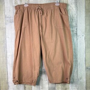 Cappagallo Casuals Size 3X Pull On Drawstring Stretch Waistband Capri Pants